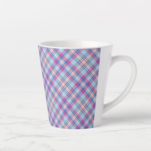 Tasse Latte Motif-52902 Royal Blue Black Checks (Droite)