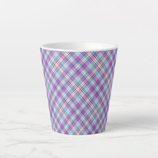 Tasse Latte Motif-52902 Royal Blue Black Checks (Devant)