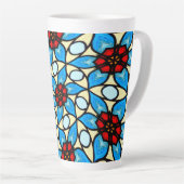 Tasse Latte Motif à fleurs bleu ciel (Angle droit)