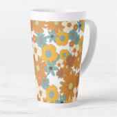 Tasse Latte Motif à fleurs rétro coloré (Angle droit)
