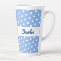 Motif à pois bleu blanc rétro personnalisé