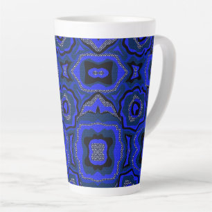 Tasse Latte Motif abstrait bleu noir et indigo.