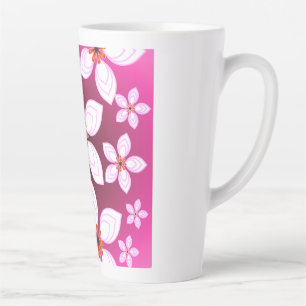 Tasse Latte Motif Abstrait Floral Rose   Fleur Esthétique Ar