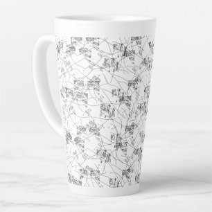 Tasse Latte motif Abstrait noir et blanc avec répétition, s