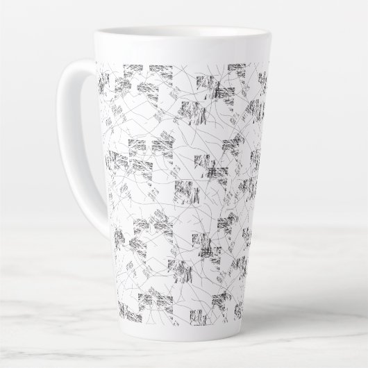 Tasse Latte motif Abstrait noir et blanc avec répétition, s (Angle gauche)