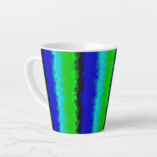 Tasse Latte Motif arc-en-ciel bleu vert abstrait 3D (Angle gauche)