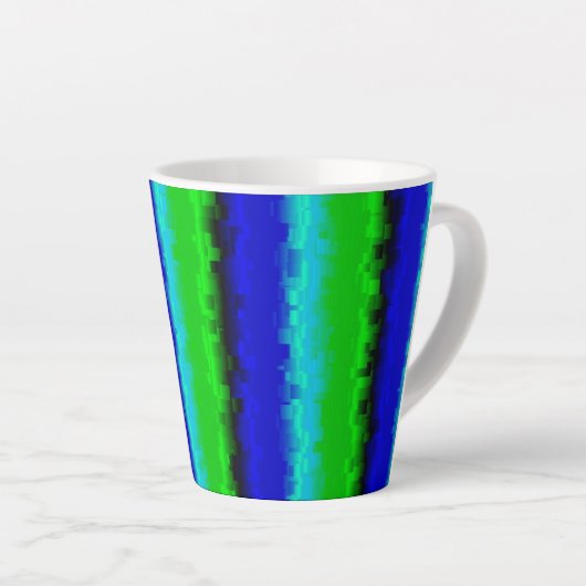 Tasse Latte Motif arc-en-ciel bleu vert abstrait 3D (Angle droit)