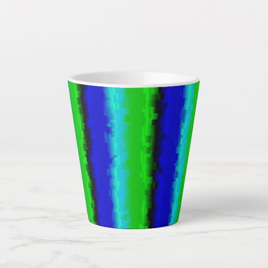 Tasse Latte Motif arc-en-ciel bleu vert abstrait 3D (Devant)