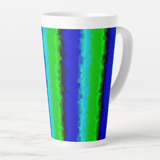 Tasse Latte Motif arc-en-ciel bleu vert abstrait 3D (Angle droit)