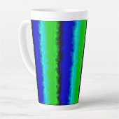 Tasse Latte Motif arc-en-ciel bleu vert abstrait 3D (Angle gauche)