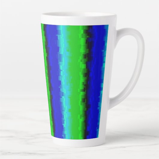 Tasse Latte Motif arc-en-ciel bleu vert abstrait 3D (Droite)