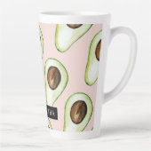 Tasse Latte Motif Avocado Rose Et Vert Moderne Avec Nom (Droite)