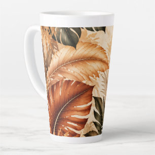 Tasse Latte Motif botanique tropical Monstera d'automne