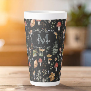 Tasse Latte Motif botanique vintage de champignon fougère à l'