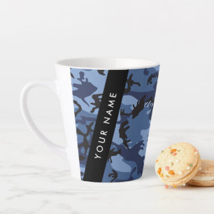 Tasse Latte Motif camouflage bleu marine Personnalisez votre n