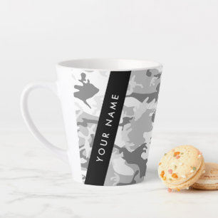 Tasse Latte Motif camouflage gris neige d'hiver Personnalisez 