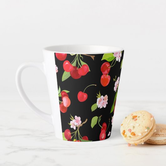 Tasse Latte Motif cerise 2 (En situation)