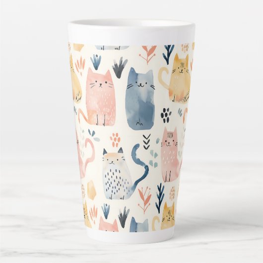 Tasse Latte Motif chaton pastel mignon (Devant)