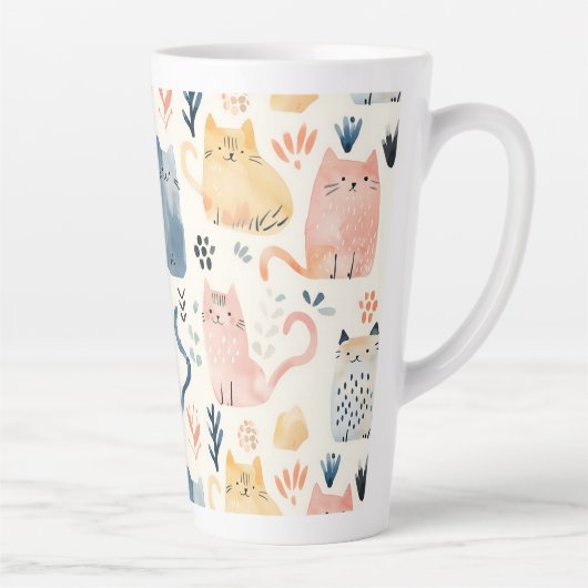 Tasse Latte Motif chaton pastel mignon (Droite)