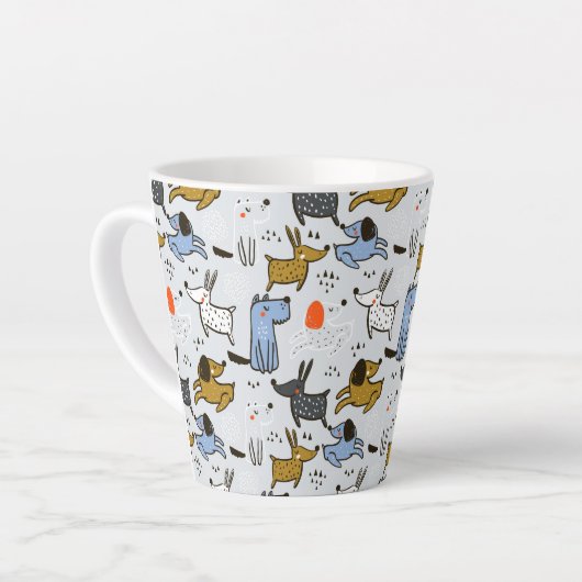 Tasse Latte Motif chien mignon Doodle (Angle gauche)