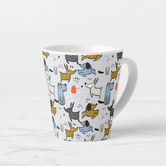 Tasse Latte Motif chien mignon Doodle (Angle droit)