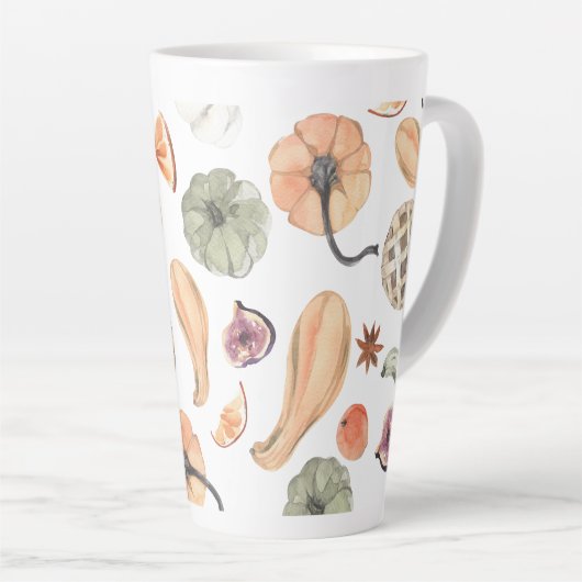 Tasse Latte Motif Citrouille couleur aquarelle | Vibes d'autom (Angle droit)