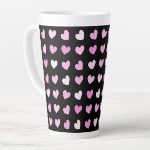 Tasse Latte Motif Coeurs roses