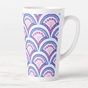 Tasse Latte motif damassé floral bleu