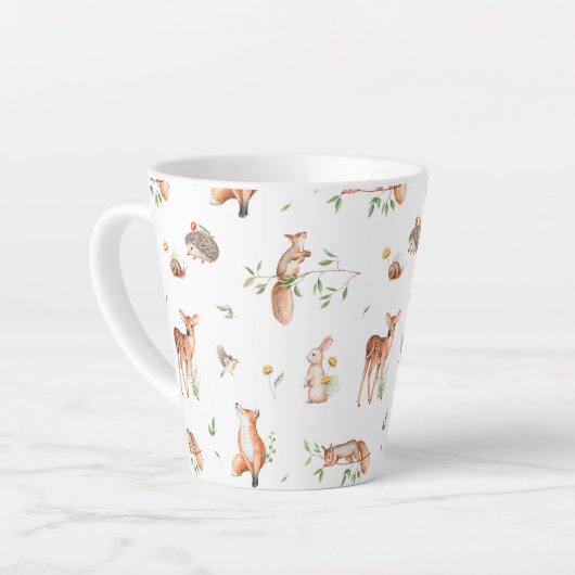 Tasse Latte Motif d'amis animaux de bois mignon (Angle gauche)