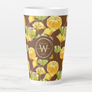 Tasse Latte Motif d'aquarelle d'automne coloré