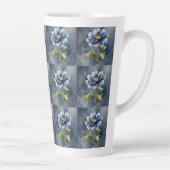 Tasse Latte Motif d'aquarelle de fleurs bleues (Droite)