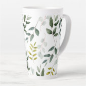 Tasse Latte Motif d'aquarelle Feuille vert (Angle droit)