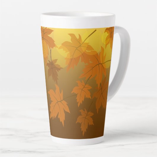 Tasse Latte Motif d'automne avec feuilles d'érable en chute et (Angle droit)