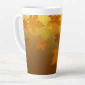 Tasse Latte Motif d'automne avec feuilles d'érable en chute et (Angle gauche)