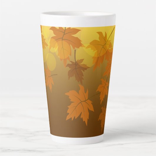Tasse Latte Motif d'automne avec feuilles d'érable en chute et (Devant)