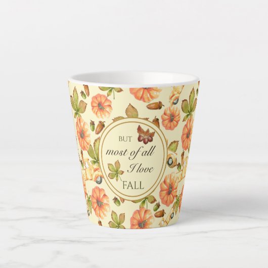 Tasse Latte Motif d'automne Vintage aquarelle (Devant)