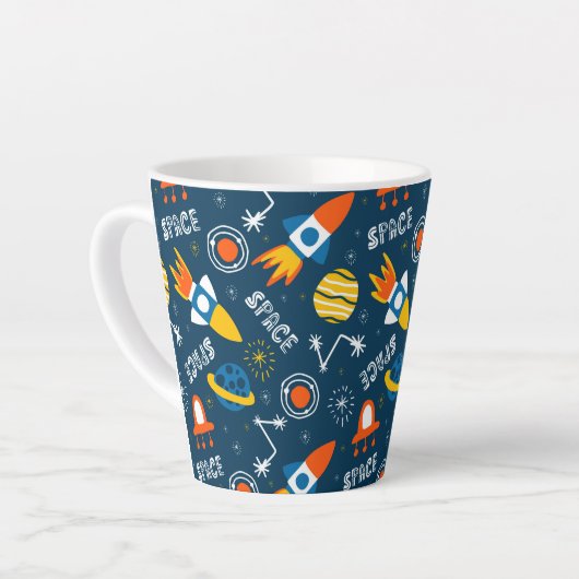 Tasse Latte Motif d'aventures spatiales colorées (Angle gauche)