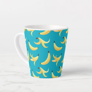 Tasse Latte Motif de banane jaune rétro drôle éditable pour fê