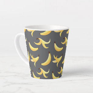 Tasse Latte Motif de banane jaune rétro drôle éditable pour fê