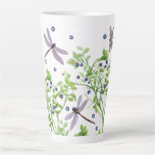 Tasse Latte Motif de bleuets avec libellules (Devant)