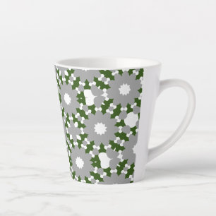 Tasse Latte Motif de cercles connectés gris vert forêt blanc