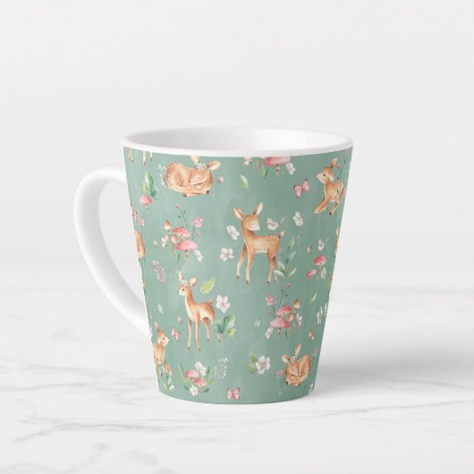 Tasse Latte Motif de cerfs à l'aquarelle (Angle gauche)