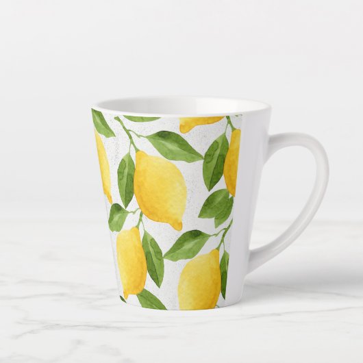 Tasse Latte motif de citrons d'aquarelle (Droite)
