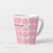 Tasse Latte Motif de coeur romantique et rose (Angle droit)