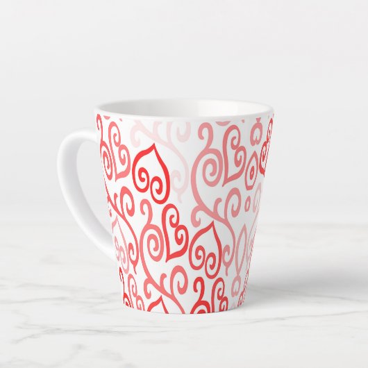 Tasse Latte Motif de coeur rouge et rose (Angle gauche)