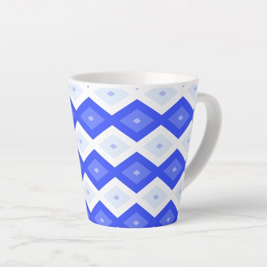 Tasse Latte Motif de diamant bleu royal (Angle droit)