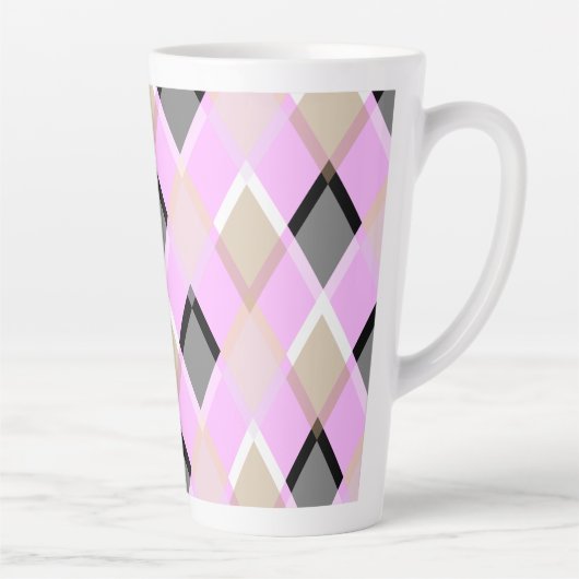 Tasse Latte Motif de diamant lilas extérieur (Droite)