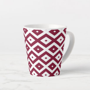 Tasse Latte Motif de diamants de Bourgogne et blanc