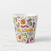 Tasse Latte Motif de doodle Halloween mignon (Devant)