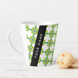 Tasse Latte Motif de feuille, feuilles vertes, votre nom